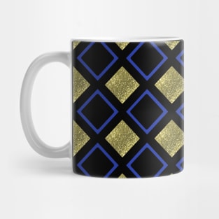 Diamonds black and gold with blue Mug